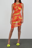 שמלת רשת מיני א-סימטרית עם הדפס פרחוני LOUISA BALLOU